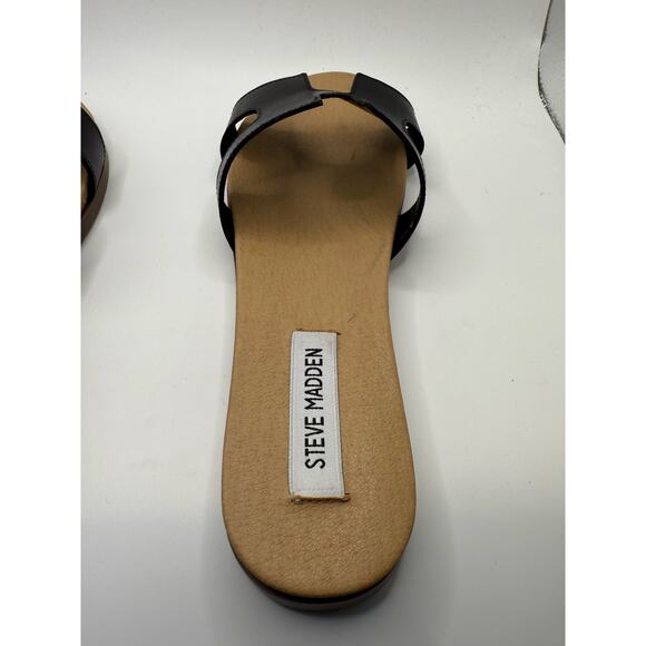 Steve Madden Women’s Black Slide Sandals Size 9 Flat Slip On Summer Shoes New - Picture 4 of 6